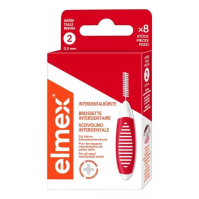 ELMEX Medzobne ščetke ISO velikost 2 0,5 mm rdeče barve, 8 kosov ELMEX Medzobne ščetke ISO velikost 2 0,5 mm rdeče barve, 8 kosov