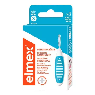 ELMEX Medzobne ščetke ISO velikost 3 0,6 mm, modre, 8 kosov