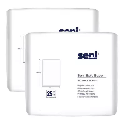 Seni® Soft Super posteljna zaščitna podloga 90x60 cm, 2x25 kosov Seni® Soft Super posteljna zaščitna podloga 90x60 cm, 2x25 kosov