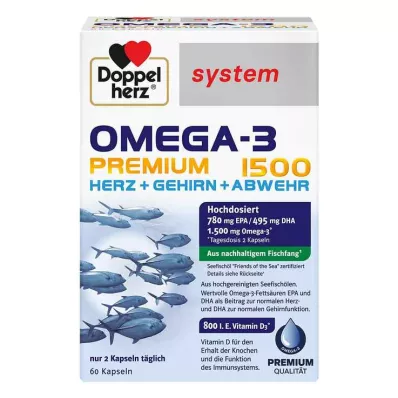 Doppelherz Omega-3 Premium 1500 system kapsule, 60 kosov Doppelherz Omega-3 Premium 1500 system kapsule, 60 kosov