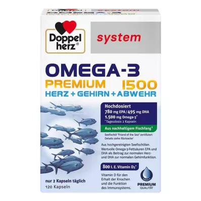 DOPPELHERZ Kapsule sistema Omega-3 Premium 1500, 120 kapsul