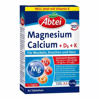 Abbey Magnezij Kalcij + D + K tablete, 42 kos