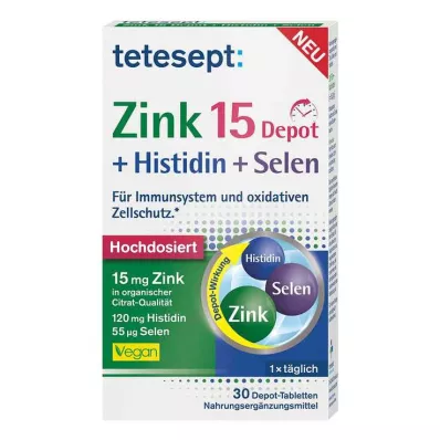 TETESEPT Cink 15 Depot+Histidin+Selenij filmsko obložene tablete, 30 kosov