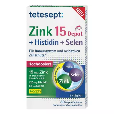 Tetesept Cink 15 Depot + Histidin + Selen filmsko obložene tablete, 30 kos Tetesept Cink 15 Depot + Histidin + Selen filmsko obložene tablete, 30 kos