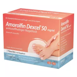 AMOROLFIN Dexcel 50 mg/ml lak za nohte, ki vsebuje aktivno sestavino, 5 ml