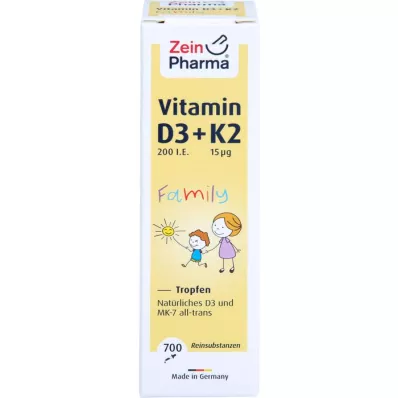 VITAMIN D3+K2 MK-7 vse trans Družinska kapljica, 20 ml