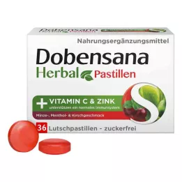 DOBENSANA Zeliščni vitamin C z okusom češnje &amp; Cink pastil., 36 kosov