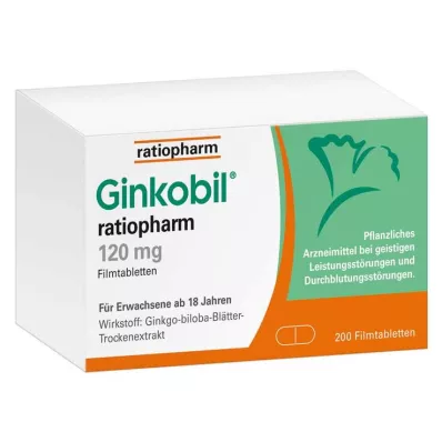 Ginkobil ratiopharm 120 mg z ginkom bilobo, 200 kos Ginkobil ratiopharm 120 mg z ginkom bilobo, 200 kos