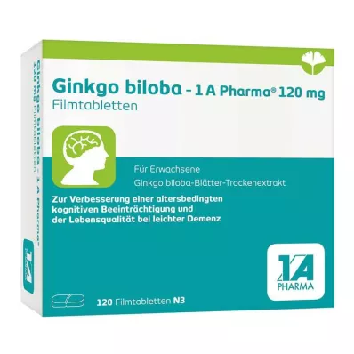 Ginkgo biloba - 1 A Pharma® 120 mg filmsko obložene tablete, 120 kos Ginkgo biloba - 1 A Pharma® 120 mg filmsko obložene tablete, 120 kos
