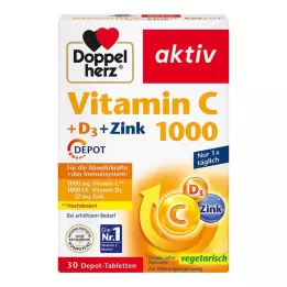 DOPPELHERZ Vitamin C 1000+D3+Cink Depot tablete, 30 kapsul