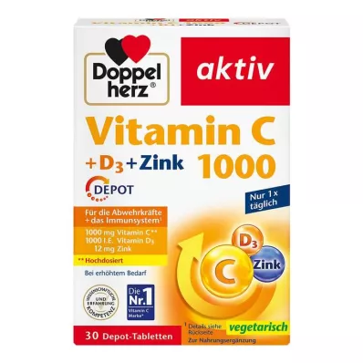 Doppelherz Vitamin C 1000 + D3 + Cink Depot tablete, 30 kos