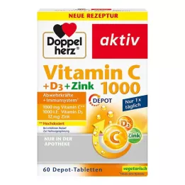 DOPPELHERZ Vitamin C 1000+D3+Cink Depot tablete, 60 kapsul