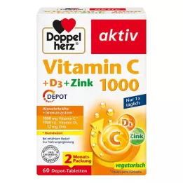 DOPPELHERZ Vitamin C 1000+D3+Cink Depot tablete, 60 kapsul
