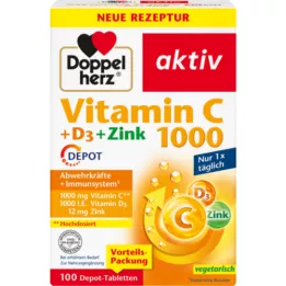 DOPPELHERZ Vitamin C 1000+D3+Cink Depot tablete, 100 kapsul