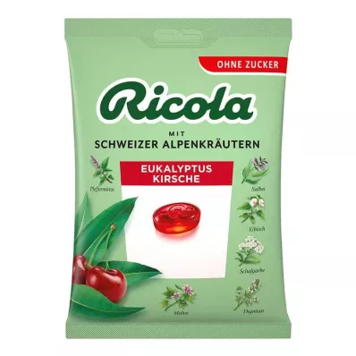 Ricola vrečka sladkarij evkaliptus češnja brez sladkorja, 75 g