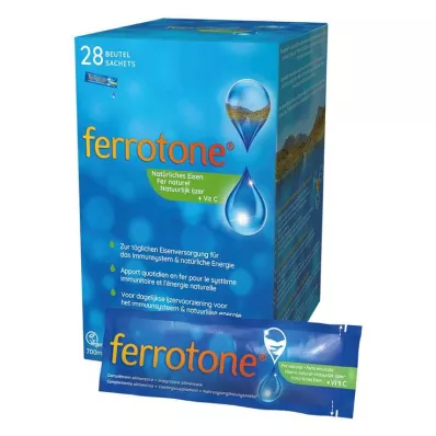 Ferrotone naravno železo plus vitamin C jabolčna vrečka, 28X25 ml