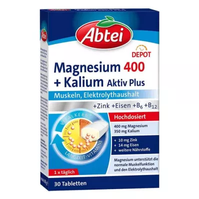 Abbey magnezij 400 + kalijeve tablete, 30 kos Abbey magnezij 400 + kalijeve tablete, 30 kos