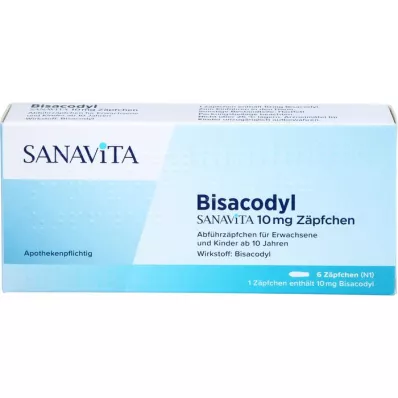 BISACODYL SANAVITA 10 mg svečke, 6 kosov