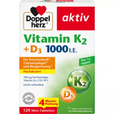 DOPPELHERZ Vitamin K2+D3 1000 I.U. Tablete, 120 kapsul