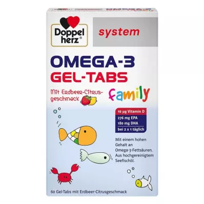 Doppelherz Omega-3 Gel-Tabs family Strawberry Citrus sistem, 60 kos Doppelherz Omega-3 Gel-Tabs family Strawberry Citrus sistem, 60 kos