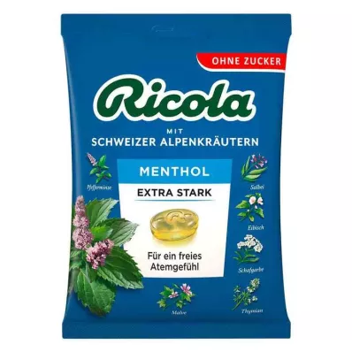 Ricola vrečka mentol ekstra močnih bonbonov brez sladkorja, 75 g