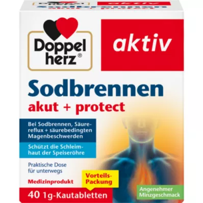 DOPPELHERZ Žvečljive tablete Heartburn acute+protect, 40 kosov
