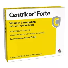 CENTRICOR Forte Vitamin C Amp. 200 mg/ml Inj. raztopina, 5X5 ml