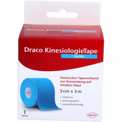 DRACO KINESIOLOGIETAPE 5 cmx5 m turkizna, 1 kos