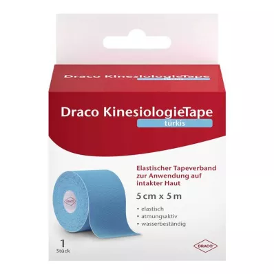 Draco kineziološki trak 5 cmx5 m turkizen, 1 kos Draco kineziološki trak 5 cmx5 m turkizen, 1 kos