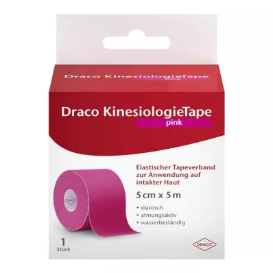 Draco kineziološki trak 5 cmx5 m roza, 1 kos