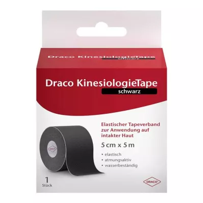 Draco kineziološki trak 5 cmx5 m črn, 1 kos Draco kineziološki trak 5 cmx5 m črn, 1 kos