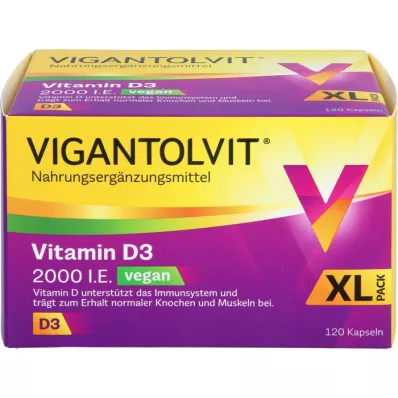 VIGANTOLVIT 2000 I.U. Vitamin D3 veganske mehke kapsule, 120 kosov