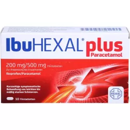 IBUHEXAL plus paracetamol 200 mg/500 mg filmsko obložene tablete, 10 kosov