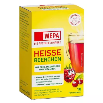 Wepa pekoče jagode + vitamin C + cink + magnezij v prahu, 10X10 g