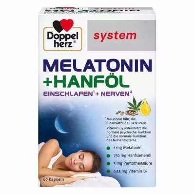 Doppelherz melatonin + sistem konopljino olje kapsule, 60 kos Doppelherz melatonin + sistem konopljino olje kapsule, 60 kos