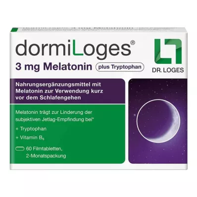 Dormiloges 3 mg melatonin plus triptofan filmsko obložene tablete, 60 kos Dormiloges 3 mg melatonin plus triptofan filmsko obložene tablete, 60 kos