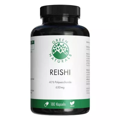 GREEN NATURALS Reishi 650 mg veganske kapsule z visokim odmerkom, 180 kapsul